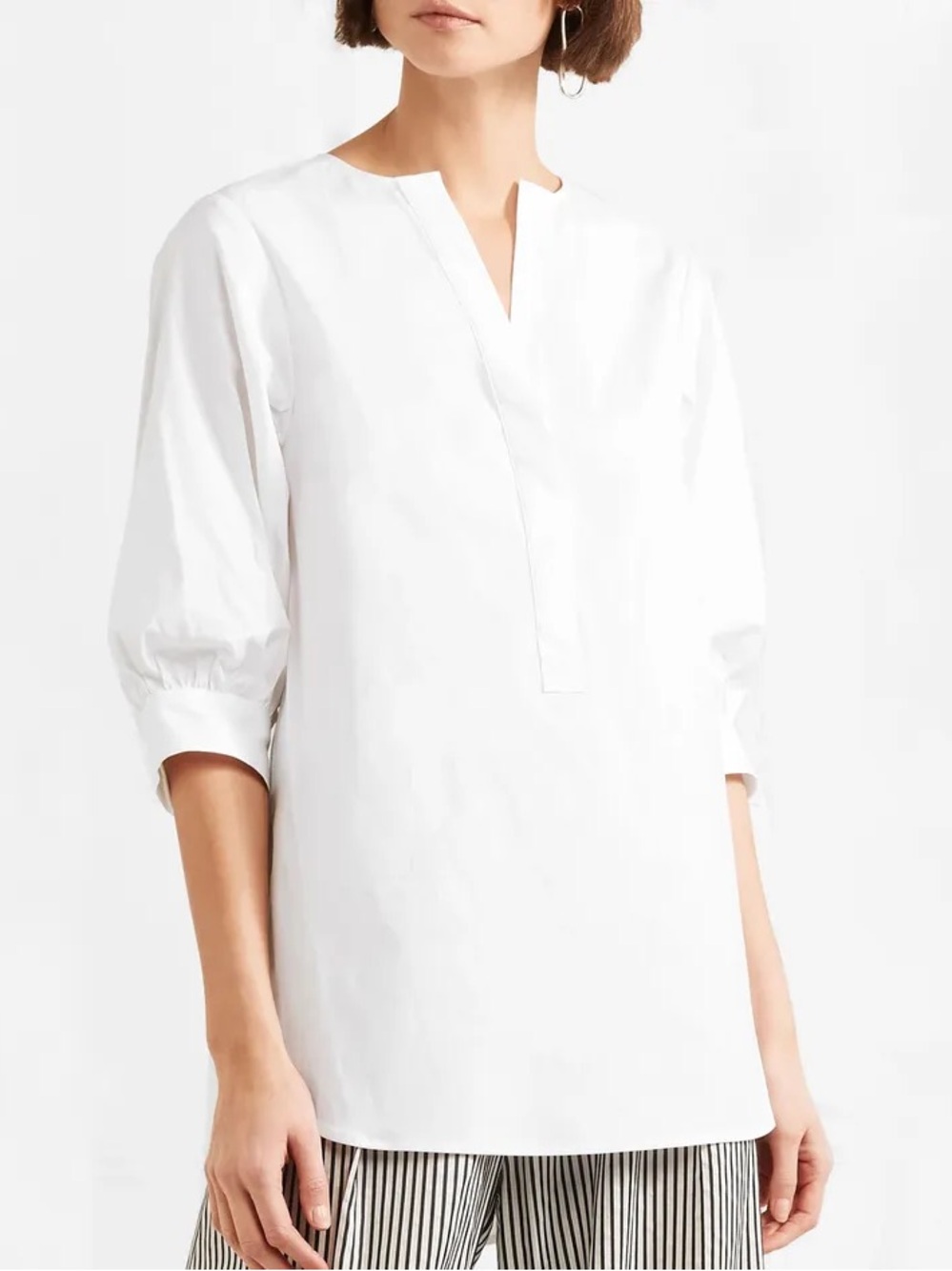 Soft Surroundings White Cotton Button Top Tunic Shirt Size Large